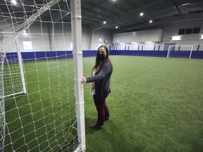 Brianne Gagnier, event coordinator at the Fogolar Furlan is shown at the facility's indoor artificial turf sports field on Wednesday, October 6, 2021.