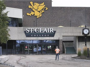 The main entrance at the St. Clair College main campus is shown on Aug. 16, 2021.