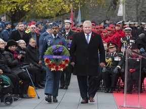 Ontario Premier Doug Ford attends the 2018 Remembrance Day ceremony at Queen's Park.