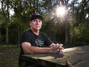 Rob Trymbulak of Amherstburg at Windsor's Oijbway Park on Oct. 21, 2021. The veteran ironworker has been sharing his journey through drug addiction and recovery.