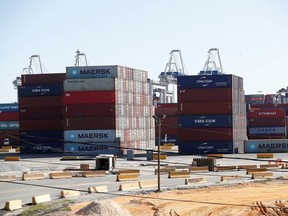 A large number of shipping containers are seen stacked at the Port of Savannah, Georgia, U.S. October 17, 2021.