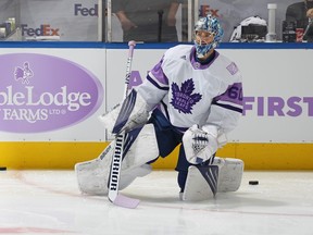Maple Leafs goalie Joseph Woll shut out the Islanders on Sunday.