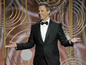 Host Seth Meyers speaks onstage during the 75th Annual Golden Globe Awards at The Beverly Hilton Hotel on January 7, 2018 in Beverly Hills, California.