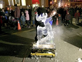 The Dresden Christmas Night Market returns on Saturday, featuring local vendors, food trucks, Christmas light and music. An ice sculptor, who had an appreciative audience on hand while he worked at his craft, is seen in this file photo from December 14, 2019