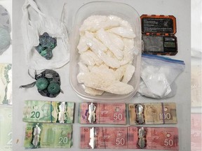 Nearly a kilogram of crystal methamphetamine, fentanyl, cocaine, and more were seized during a Windsor police drug trafficking investigation on Monday, Nov. 1, 2021.