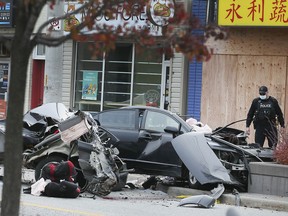 Windsor Police have several blocks of Wyandotte St. West shut down as they investigate an early morning single vehicle fatal accident on Nov. 20, 2021.