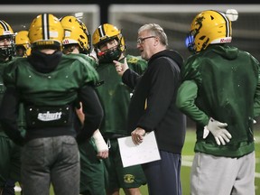 St. Clair Fratmen coach Mike Morencie speaks to players during practice on Wednesday in preparation for Saturday's match with the London Beefeaters for the OFC title.