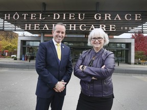 Bill Marra, current Vice President External Affairs and Janice Kaffer CEO of the Hotel-Dieu Grace Healthcare are shown at the institution on Monday, November 1, 2021. Marra will be taking over the CEO role early next year when Kaffer retires.