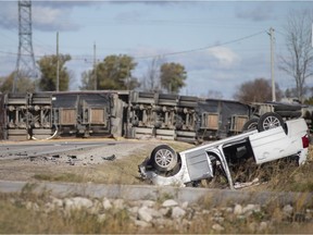A motor vehicle collision involving a transport truck and a minivan has closed Naylor Sideroad north of S. Middle Road, Monday, Nov. 15, 2021.