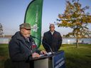 Donald Craig, community advisor for Tree Canada, speaks at a press conference with Mayor Drew Dilkens for an update on the City of Windsor's tree planting initiatives at Coventry Gardens on Friday, Nov. 5, 2021.