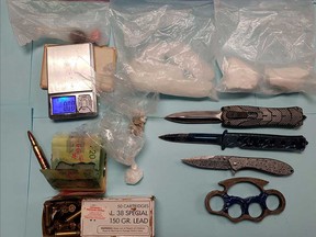 Drugs and weapons seized by the Windsor Police Service DIGS unit following an arrest Nov. 8, 2021.