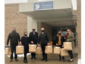 Windsor Chapel staff deliver lasagna dinners to the staff at Hospice to take home to their familes during the pandemic. It was their way of saying thanks. Supplied