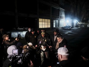 Detroit Chief of Police James White briefs members of the press outside the building where James and Jennifer Crumbley, the parents of suspected Oxford High School shooter Ethan Crumbley, were arrested on December 4, 2021 in Detroit, Michigan. James and Jennifer Crumbley were wanted by law enforcement after failing to appear for their arraignment following charges relating to the shooting committed by their son in Oxford, Michigan on Tuesday.
