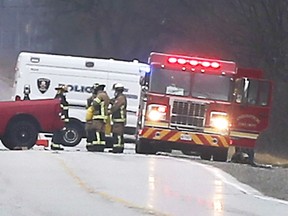 Emergency personnel are shown on the scene of a serious collision on County Road 9 between Texas Road and County Road 10 on Monday, December 27, 2021. The section of road was shut down for several hours.