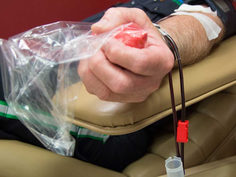 A blood donation in process is shown in this 2015 file photo.