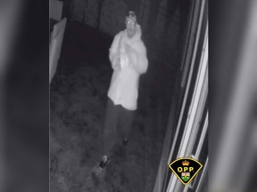 A surveillance camera image of a suspect in a break-in at a Tecumseh home on Riverside Drive early Nov. 29, 2021.