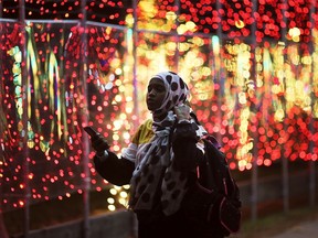A young lady enjoys the sights at the Bright Lights Windsor display at the Jackson Park on Thursday, December 2, 2021.