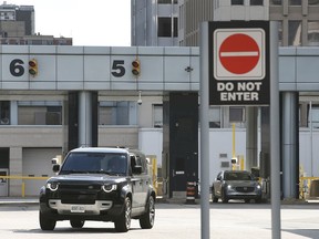 Vehicles are shown at the Windsor-Detroit tunnel in Windsor on Wednesday, October 13, 2021.