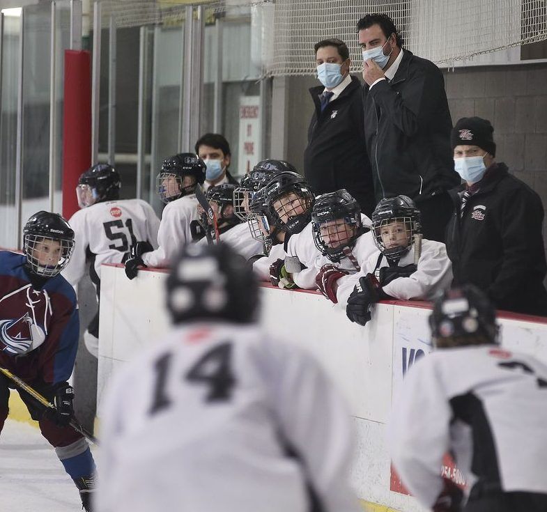  Youth hockey players participate in a minor hockey tournament at the WFCU Centre on Friday.