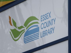 A sign for the Essex County Library is shown on Wednesday, December 15, 2021.