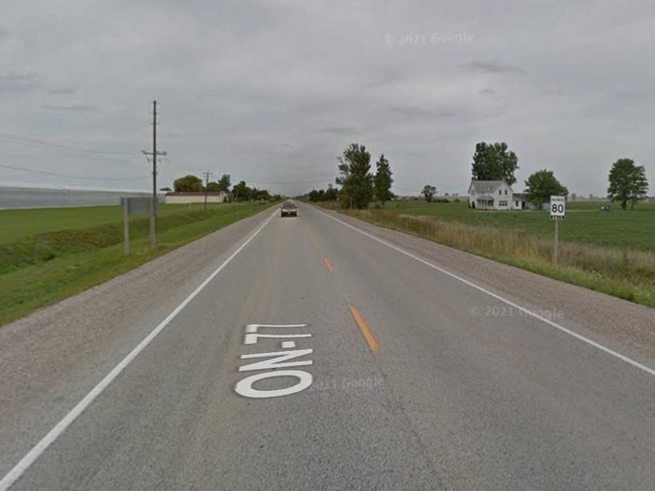  Highway 77 north of County Road 14 in the area of Leamington is shown in this Google Maps image.