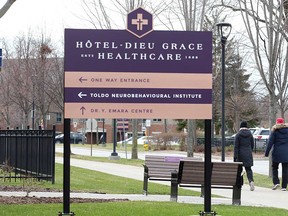 A sign at the Hotel-Dieu Grace Healthcare site, 1453 Prince Rd., in Windsor's west end. Photographed December 2020.