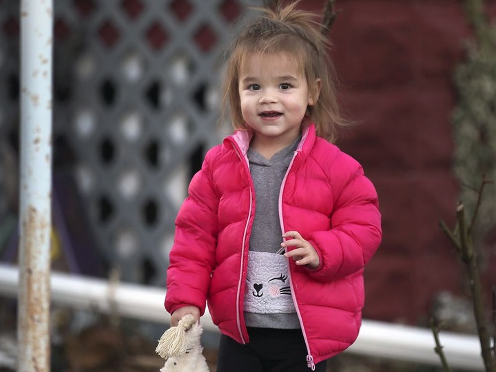  Kimberly Lucier is shown at her Windsor home on Thursday, December 16, 2021. The two-year-old who was infected with respiratory syncytial virus ended up on life support in Michigan for several weeks.
