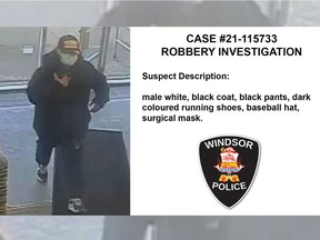 Windsor police are looking for a suspect following an armed robbery in the 3900 block of Dougall Avenue on Dec. 4, 2021.