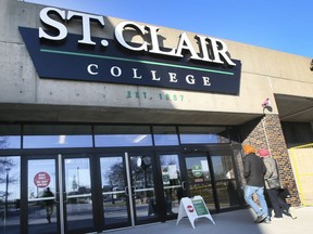 The main entrance at the St. Clair College main campus is shown on Monday, December 20, 2021.
