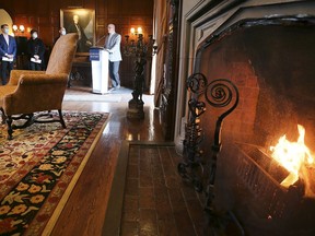 Windsor Mayor Drew Dilkens is shown during a press conference on Monday, December 20, 2021 at the Willistead Manor. He outlined recent restoration work and the plans going forward for the city landmark.