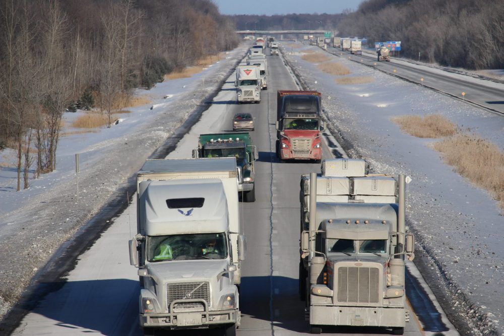A convoy protesting vaccine mandates for truckers will pass through Southwestern Ontario Thursday. Protesters plan to leave Windsor and Sarnia in the morning and reach Kingston by the end of the day. (Todd Hambleton/Postmedia Network)