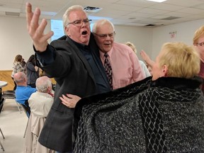 Larry Snively celebrates winning the Essex mayoralty on election night, Oct. 22, 2018. He  resigned Wednesday after being fined $10,000 on Friday for violations of the Municipal Elections Act stemming from that election.