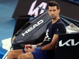 Novak Djokovic of Serbia attends a practice session ahead of the Australian Open tennis tournament in Melbourne on Jan. 14, 2022.