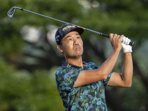 Kevin Na hits his tee shot on the 11th hole during the second round of the Sony Open at Waialae Country Club.