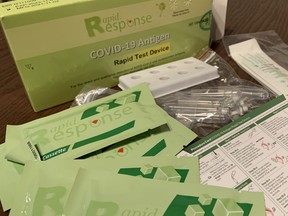 The Rapid Response COVID-19 Antigen tests distributed to parents by schools in Ontario is pictured a file photo taken in Ottawa on Dec. 15, 2021.