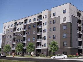 Construction recently started on this 58-unit building, which is the first of three condo buildings planned for Walker Road and Ducharme Street. Called the Trinity Gate Condominium project, it will have 226 condos as well as 10,000 square feet of commercial space.