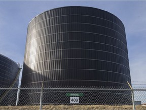 From french fries to Great Lakes freighters. A giant tank holding biofuel at Sterling Fuels is seen on Tuesday, Jan. 11, 2022.