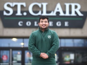 Shubham Sharma, student representative council president at St. Clair College, is shown at the main campus on Thursday, January 13, 2022.