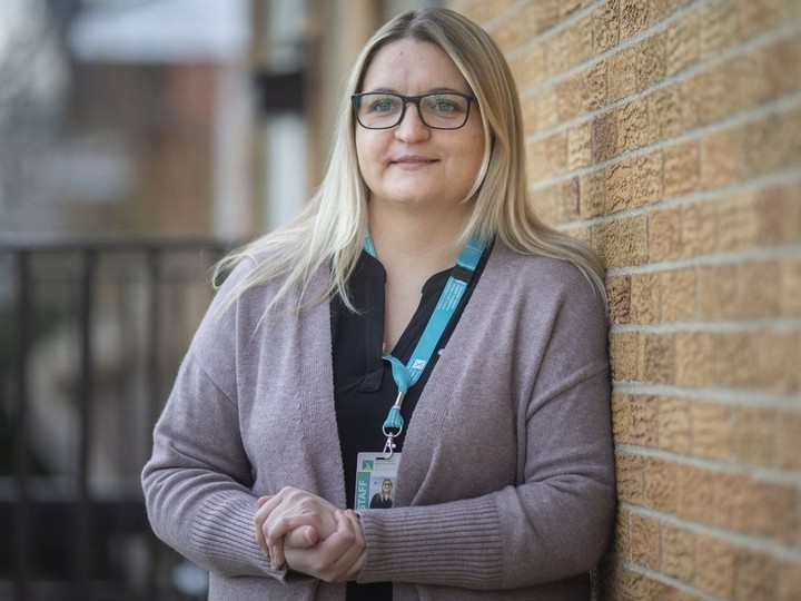  Ewelina Horochowik,a mental health educator at Canadian Mental Health Association Windsor-Essex County, is pictured at outside her home on Wednesday.