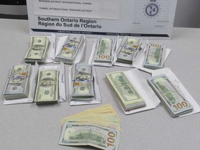 More than $128,000 in undeclared U.S. currency from a seizure at the Windsor-Detroit Tunnel in January 2022.