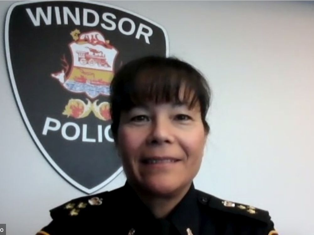 Windsor Police Chief Pam Mizuno is seen during a Zoom interview with the Star on Monday, Jan. 24, 2022.