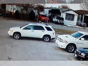 Essex County OPP are looking for a white SUV and its driver in relation to a mischief incident in the Town of Essex on Saturday, Jan. 15, 2022.