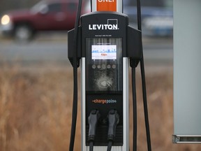 An EV charging station is shown on Howard Avenue near Highway 3 on Thursday, January 13, 2022.
