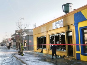 Windsor firefighters at GoodFellas Cafe (1125 Erie St. East) in Via Italia on the morning of Jan. 8, 2022.