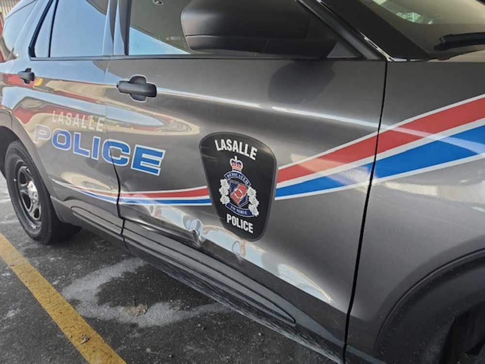 Damage to a LaSalle police vehicle resulting from a traffic stop with a Windsor woman on Jan. 17, 2022.