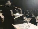 Der amerikanische Bürgerrechtler Martin Luther King Jr. spricht am 14. März 1963 im Cleary Auditorium, das zum Cleary International Center wurde und heute Teil des St. Clair College ist. 