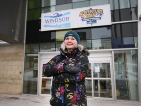 Jennifer Tanner, City of Windsor manager of homelessness and housing support, stands outside the municipality's temporary warming centre at the downtown aquatics facility on Jan. 27, 2022.
