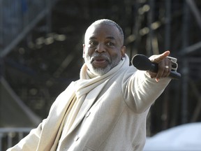 Tournament of Roses Grand Marshal LeVar Burton acknowledges the crowd at the 133rd Rose Parade in Pasadena, Calif., Saturday, Jan. 1, 2022.