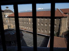 This file photo taken on September 10, 2014 shows the Sante prison in Paris. - Former French model agent Jean-Luc Brunel, accused of rape by several former models, was found hanged in his cell in Paris' Sante prison during the night of February 18, 2022, AFP reports.
