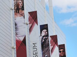 Promotional banners at Caesars Windsor in August 2020.